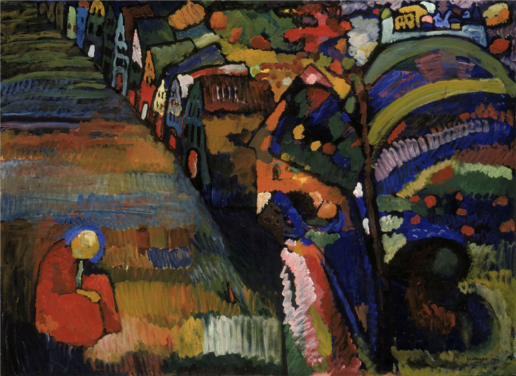 Painting with Houses 1909 Wassily Kandinsky Oil Painting